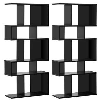 Tangkula 2 PCS 5 Cubes Ladder Shelf Freestanding Bookshelf Display Rack Bookcase