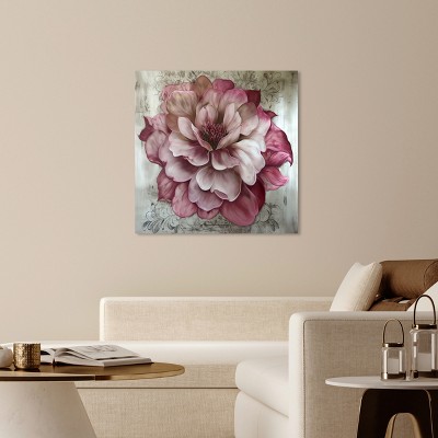 Darla Pink and White Floral Canvas Wall Art, 40" x 40"
