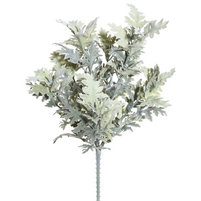 Vickerman 16" Artificial Green Flocked Dusty Miller Bush, Set of 2