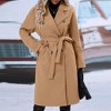 Coolmee Women's Peacoat Notched Lapel Collar Single Breasted Trench Coats Loose Casual Long Jacket Fall Winter Outerwear with Belt - 4 of 4