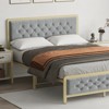Full Size Bed Frame, Velvet Upholstered Platform Bed with Button Tufted Headboard, Heavy Duty Metal Mattress Foundation No Box Spring Required - 3 of 4
