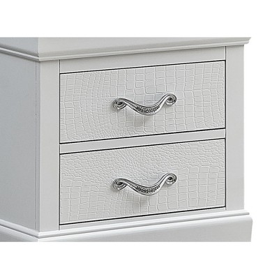 Lorana Silver 2-Drawer Nightstand with Embossed Veneers