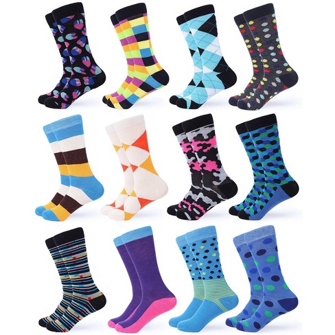 Gallery Seven - Men's Funky Colorful Dress Socks 12 Pack : Target