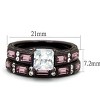 Slickblue Women's Square CZ Dark Brown Ring with Pink Accents – IP Coffee Finish, Stacked Design, Sizes 5–10 - 2 of 4