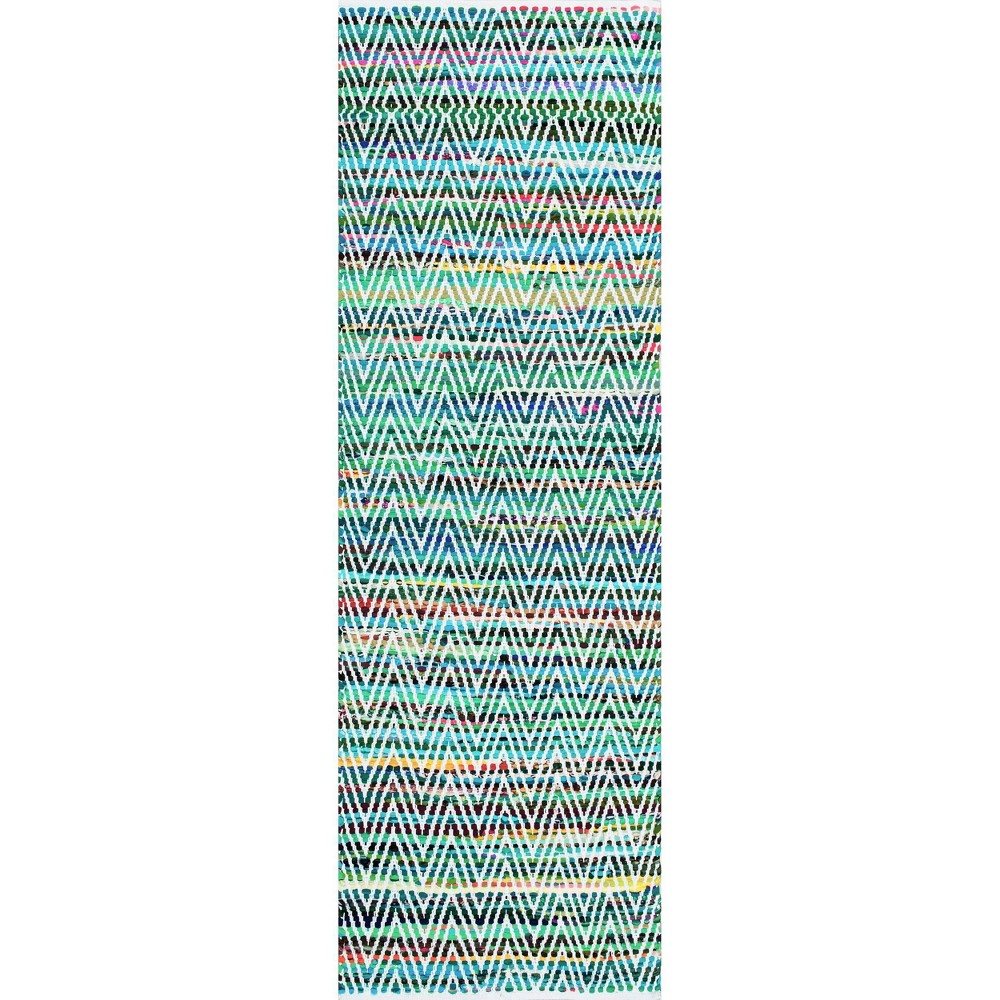  Runner Hand Woven Chevron Rochell Rug Green