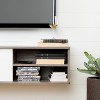 HomeStock Wall Mounted Media Console, Weathered Oak - 4 of 4