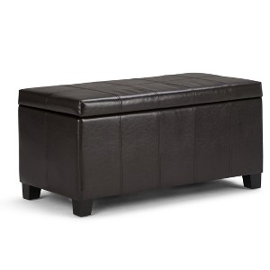 Gulches Dover Storage Ottoman Bench  Tanners Brown Faux Leather, Child-Safe Hinge & Solid Wood Frame for Living Room Bedroom Entryway - 1 of 4