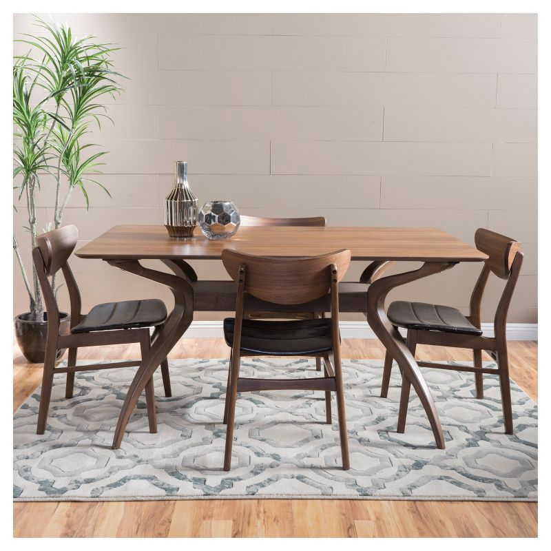 5pc Anise Dining Set Natural Walnut/Dark Brown - Christopher Knight Home, 3 of 6