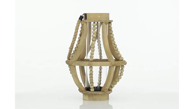 16&#34; x 10&#34; Rustic Wood/Glass Candle Holder with Rope Handle Beige - Olivia &#38; May, 2 of 9, play video