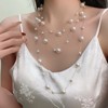 Silver multi-strand imitation pearl necklace, vintage long white pearl necklace - 4 of 4