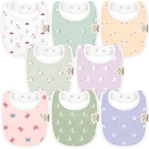 KeaBabies 8pk Organic Baby Bibs for Boy, Baby Drool Bib for Baby Boys and Girls, Newborn Teething Bibs - 1 of 4