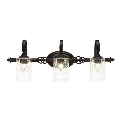 Toltec Lighting Elegante 3 - Light Vanity in  Dark Granite with 4" Clear Bubble Shade