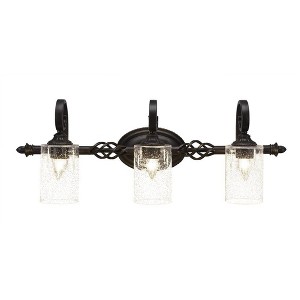 Toltec Lighting Elegante 3 - Light Vanity in  Dark Granite with 4" Clear Bubble Shade - 1 of 1