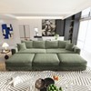 TiramisuBest 102.4" Plush Corduroy 4-Seat Sofa with 3 Ottomans, Deep Seat Cloud Couch, Convertible Lounge Sofa,Grey - 2 of 4