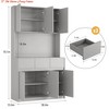 71" Pantry Cabinet w/ Power Outlets and Lights, Large Kitchen Hutch Storage w/ Microwave Stand, Tall Pantry Kitchen Cabinet w/ Cupboard - 2 of 4