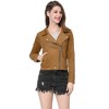INSPIRE CHIC Women's Zip Up Faux Suede Biker Moto Jacket - 3 of 4