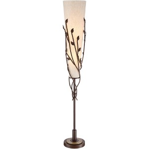 Franklin Iron Works Folia Industrial Rustic 66" Tall Floor Lamp Smart Socket Oil Rubbed Bronze Vine Cone Shade for Living Room - 1 of 4