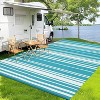 Outside Rug Modern Striped Plastic Straw Rug, Outdoor Reversible Rug, Waterproof UV-Resistant Carpet for Patio, Deck, Backyard - 2 of 4