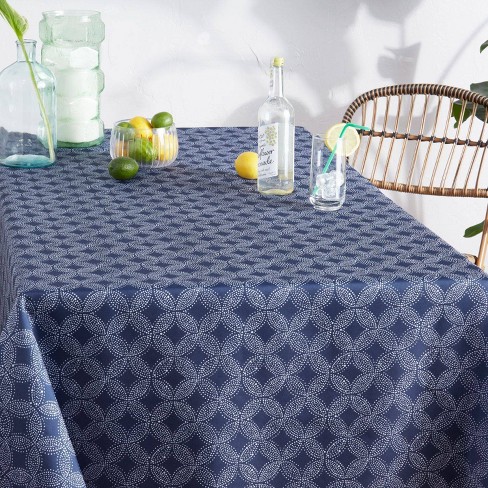 60" X 102" Island Tile Fabric Tablecloth Blue - Tommy Bahama : Target