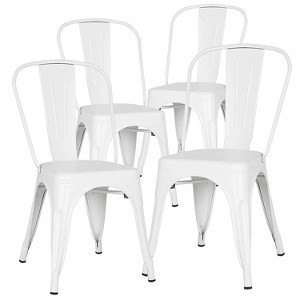 Metal Dining Chairs Set of 4 Indoor Outdoor Patio Chairs Stackable Kitchen Chairs with Back Restaurant Chair 330 LBS Capacity - 1 of 4