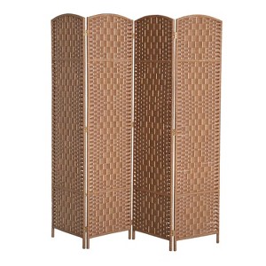 Aghana Digitals 4-Panel Natural Wicker Weave Room Divider, 6FT Tall Portable Privacy Screen with - 1 of 4