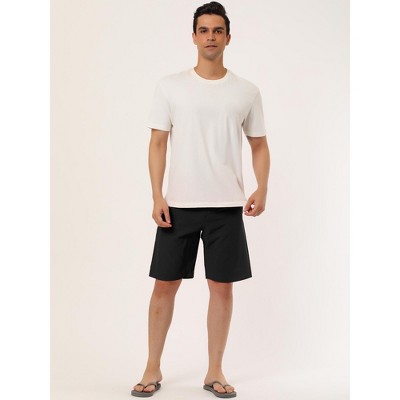 INSPIRE CHIC Men's Solid Color Drawstring Beach Swim Board Shorts Black 36 — фото 3