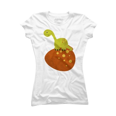 Junior's Design By Humans Happy Cute Dino By parjono T-Shirt