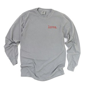 Simply Sage Market Embroidered Love Typewriter Mini Garment Dyed Long Sleeve - 1 of 4
