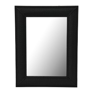 Firwood Rattan Wall Mirror Black - Storied Home: Boho Style, No Assembly, Wall Mount, 24.5"x29.75" - 1 of 4