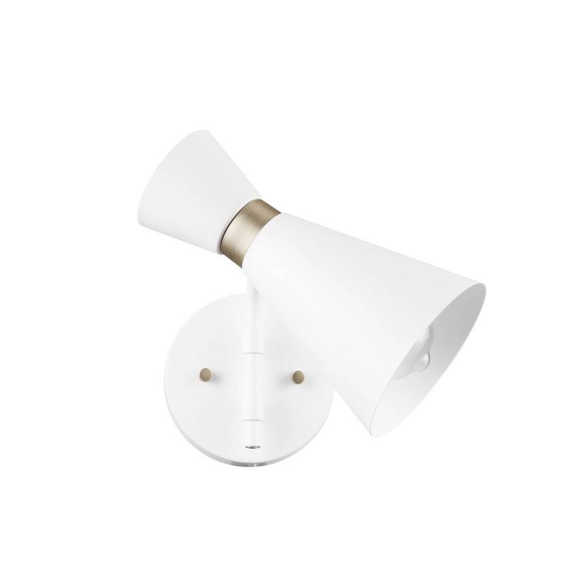 1-Light White Wall Sconce with Matte Brass Accents - Globe Electric, 6 of 10