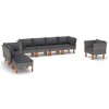 vidaXL Outdoor Lounge Set in Grey - 8 Piece Patio Furniture with Cushions, Footstool, Corner & Middle Sofas - Poly Rattan and Eucalyptus Wood Material - 2 of 4