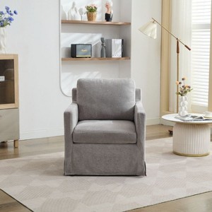 CAVINAS 29.92'' Swivel Accent Chair, 360-Degree Rotating Armchair with Skirted Base and Removable Cushion - 1 of 4