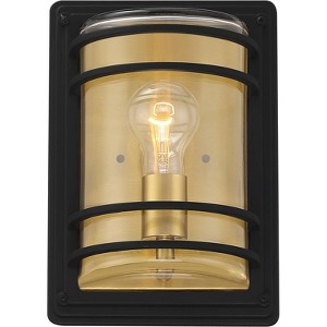 John Timberland Habitat 11" High Modern Pocket Outdoor Wall Light Fixture Mount Porch House Edison Bulb Weatherproof Black Brass Finish Glass Shade - 1 of 4