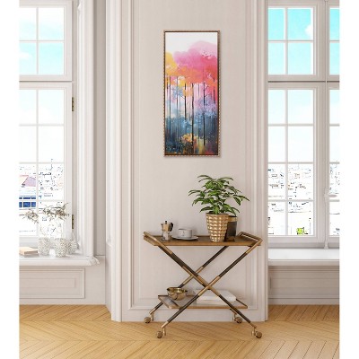 Gold Beaded Frame Colorful Forest Landscape Canvas Print, 18x40