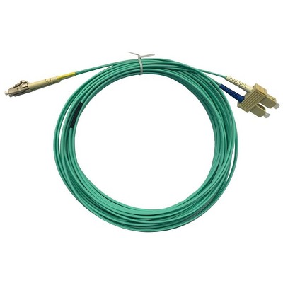 Monoprice OM4 Fiber Optic Cable - 1 Meter - Aqua, LC/SC, UL, 50/125 Type, Multi Mode, 10GB, OFNR, Corning, For High-Throughput Enterprise Networks