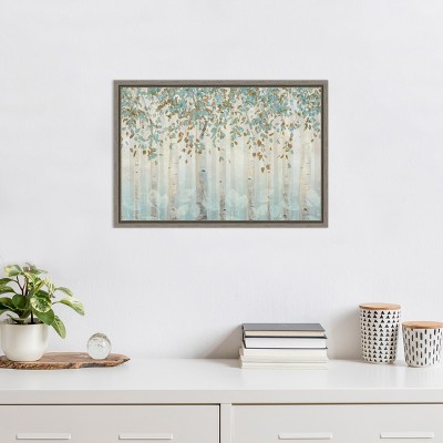 Weathered Gray Framed Botanic-Inspired Canvas Wall Art