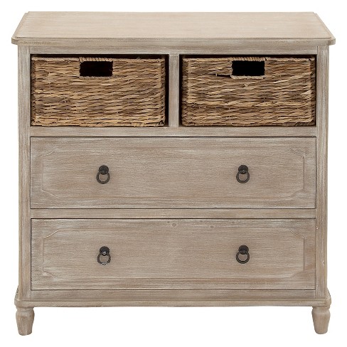 Wood Dresser 2 Basket Drawers And Regular Drawers Walnut Olivia