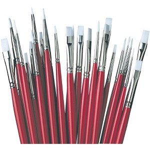 Jack Richeson White Synthetic Brush Classroom Pack, Assorted Brush Types, Long Handle, Assorted Sizes, Pack of 36 - 1 of 3