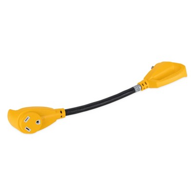 Camco 18 Inch 30 Ampere Power Grip Extenders Dogbone with Male to Female Connector Gender for Extension Cords, Tools, and Home Improvement, Multicolor