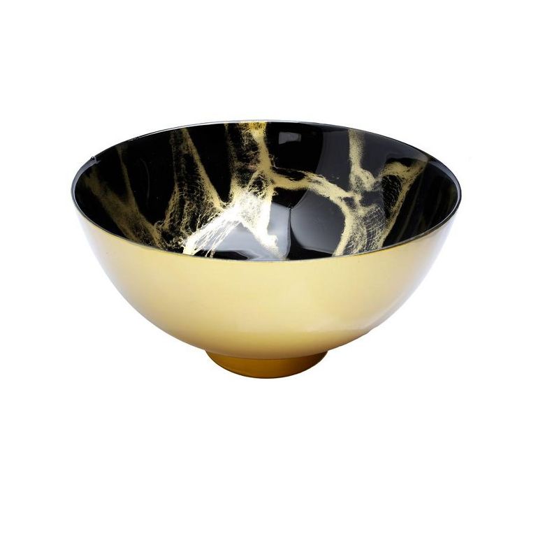 Classic Touch 10.5" Black and Gold Marbleized Footed Bowl, 1 of 4