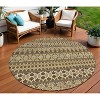 Brown And Taupe Quatrefoil Washable Indoor Outdoor Area Rug - 2 of 4