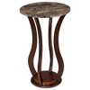 Round Accent Table with Faux Marble Top and Rubberwood Base ¨C Ideal for Living Room or Entryway - 2 of 4
