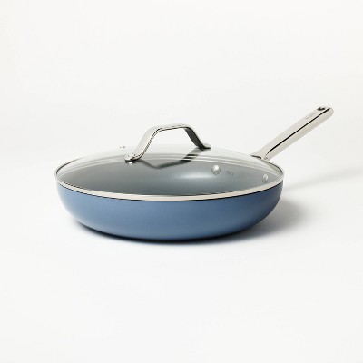 12 in. Ceramic Aluminum Nonstick Frying Pan in Blue with Lid, 1 - Kroger