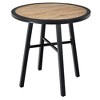 Costway 29'' Patio Round Bistro Metal Table Wood-Like Top Garden Deck Backyard - 3 of 4