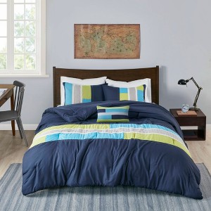 Stylish Striped Pieced Design Print Comforter Set, All Season Bedding Set, Cozy Home Textile for Modern Bedroom Decor - 1 of 4