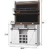 Bar Cabinet 75" Tall Coffee Hutch Large Kitchens Hutch Farmhouse Coffee Bar Cabinet Cupboard with Sliding Barn - 2 of 4