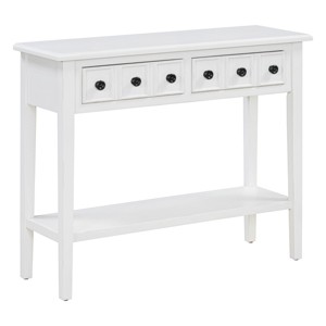 GlasFlength Console Tables Rustic Entryway Table with Two Drawers and Open Shelf Elegant Design for Living Room Hallway, White, 38.2"*13"*31.9" - 1 of 4