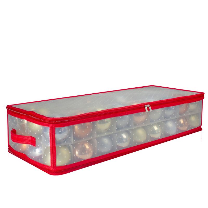 Northlight 29" Transparent Zip Up Christmas Storage Box- Holds 80 Ornaments, 1 of 4