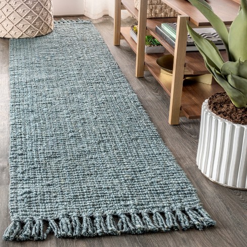 2'x8' Para Hand Woven Chunky Jute With Fringe Runner Rug, Light