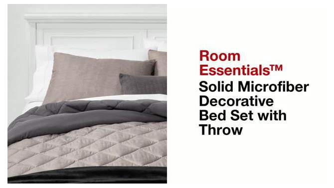 Solid Microfiber Reversible Decorative Bed Set with Throw - Room Essentials™, 2 of 13, play video